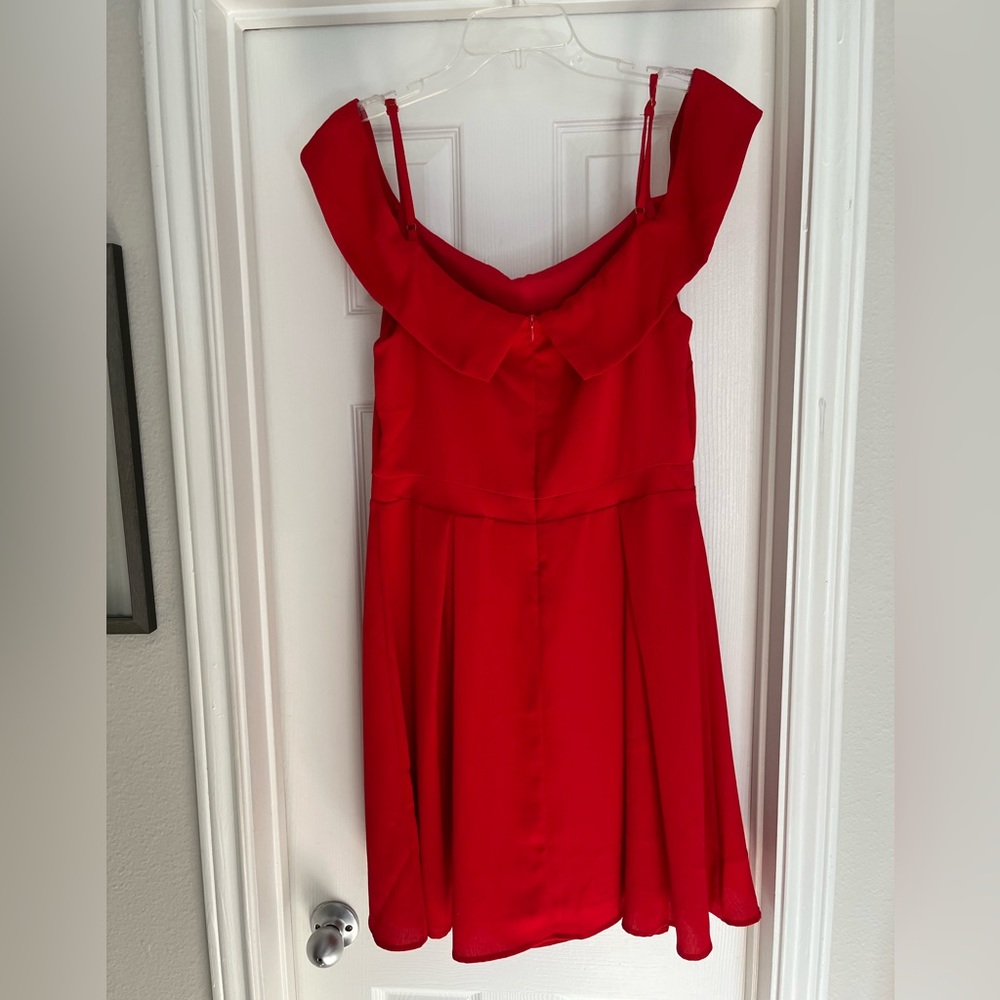 Red off-the-shoulder Cocktail Dress